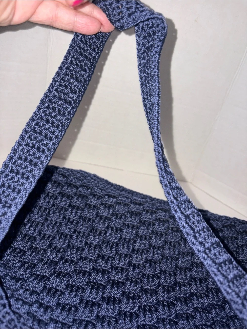 Tha Sak Navy Crochet Shoulder Bag - Stylish Everyday Tote